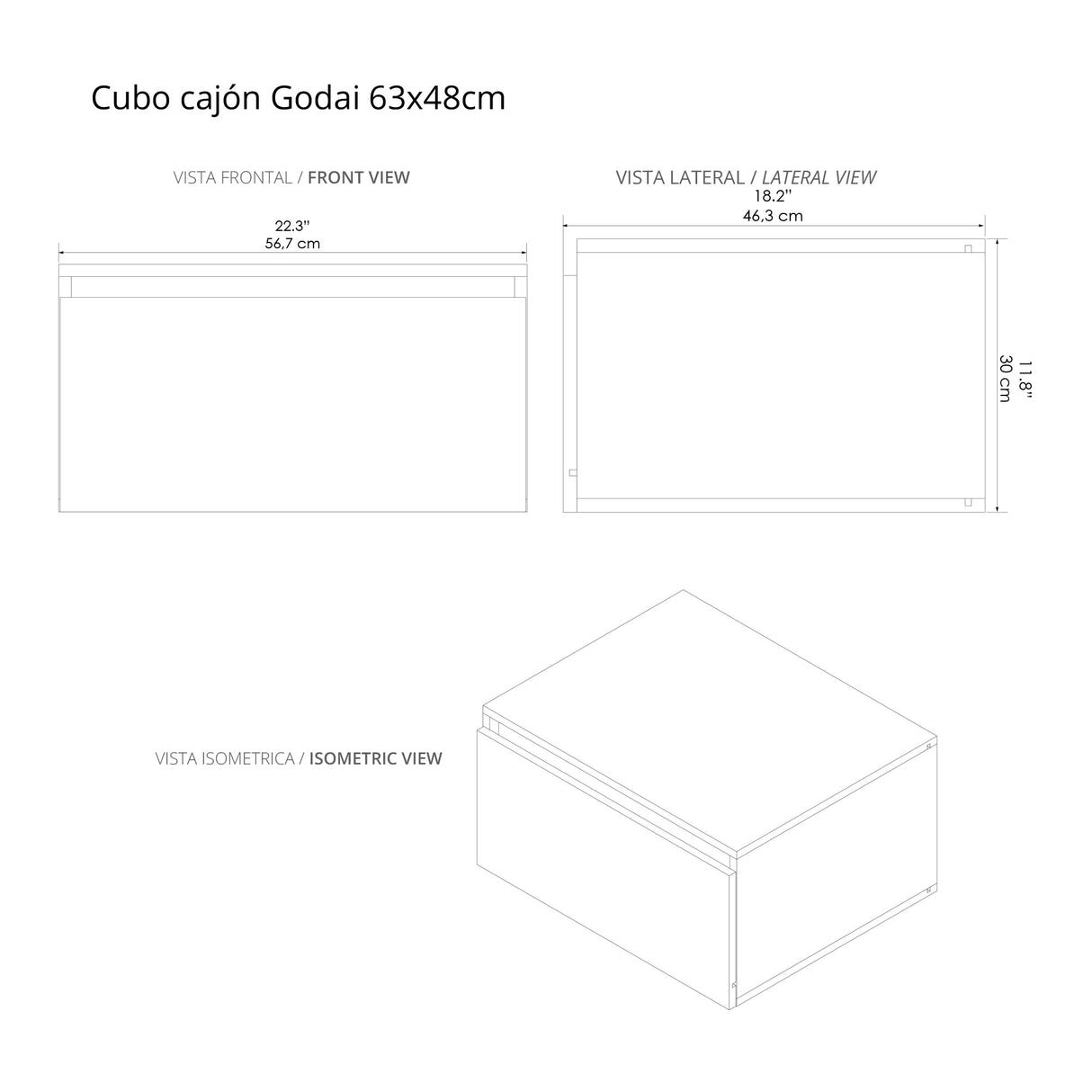 Kit Mueble con Lavamanos Oslo Gracia Sikuani y Blanco 47.6x62.4cm Individual con Un Cajón