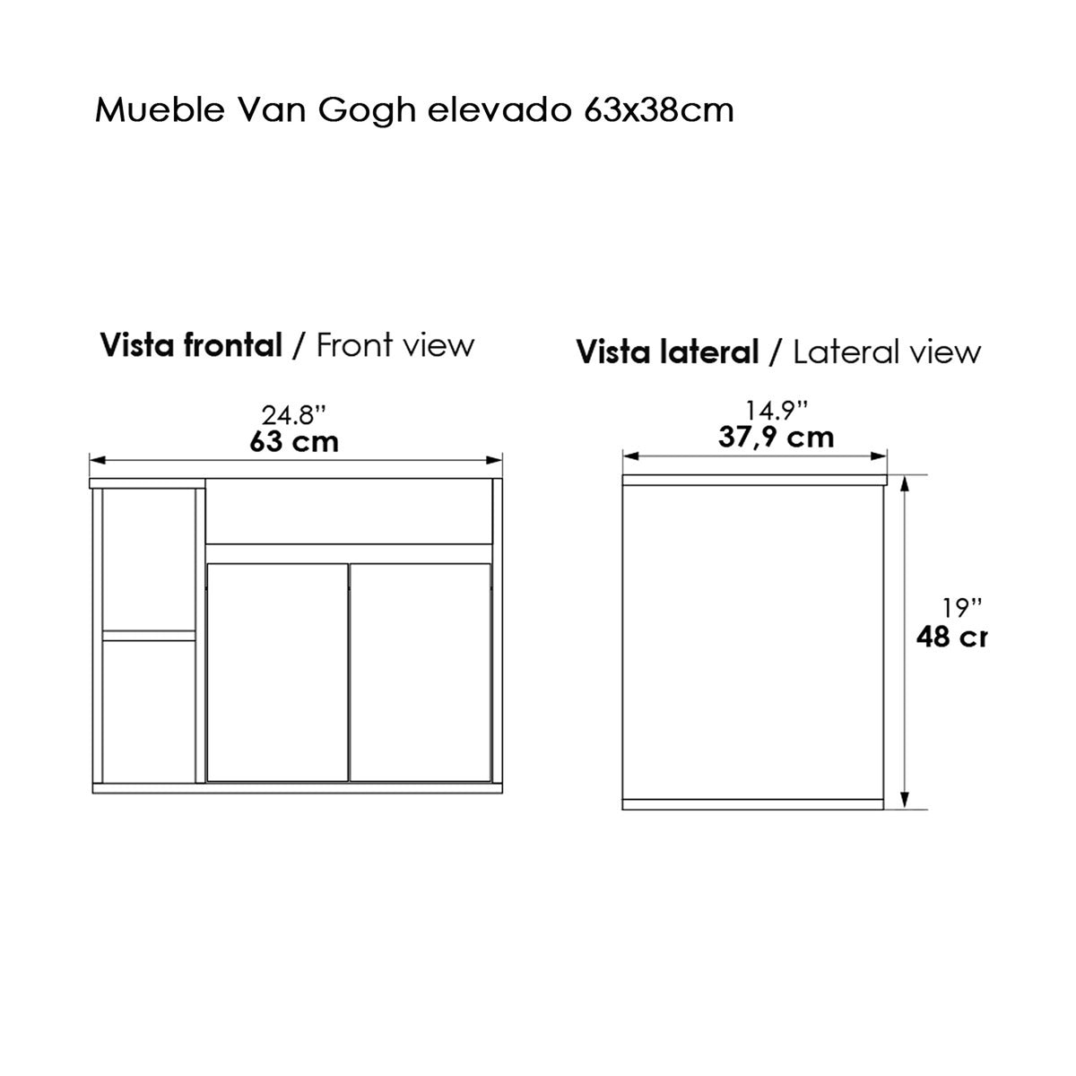 Kit Mueble con Lavamanos Oslo Nardo y Blanco 61.8x47.4cm Individual con Dos Cajones