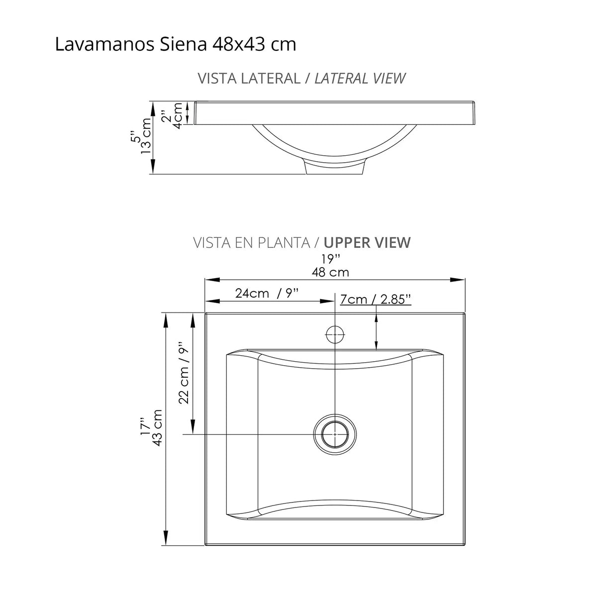 Kit Mueble con Lavamanos Siena Soder Mali y Blanco 46.8x42.4cm Individual con Un Cajón