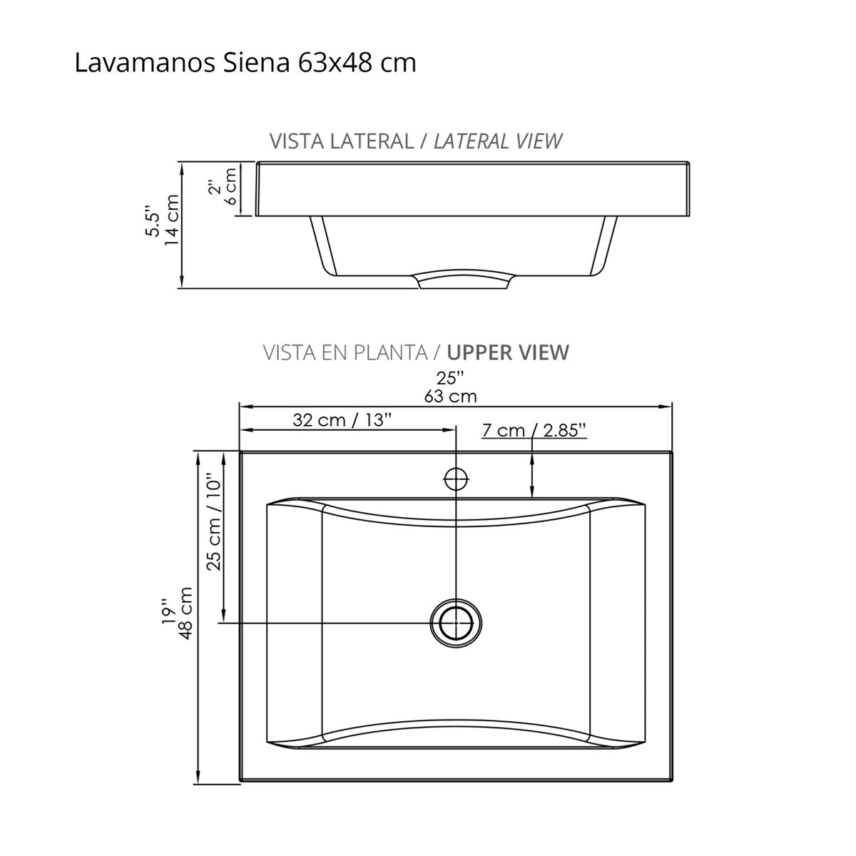 Kit Mueble con Lavamanos Siena Soder Mali y Blanco 62.4x47.6cm Individual con Un Cajón