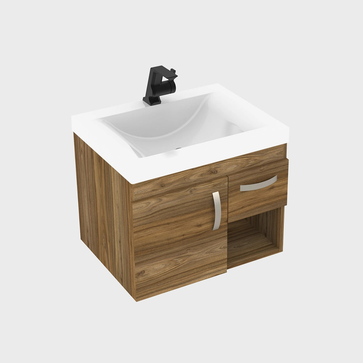 Kit Mueble con Lavamanos Siena Gracia Sikuani y Blanco 62.4x47.6cm Individual con Un Cajón