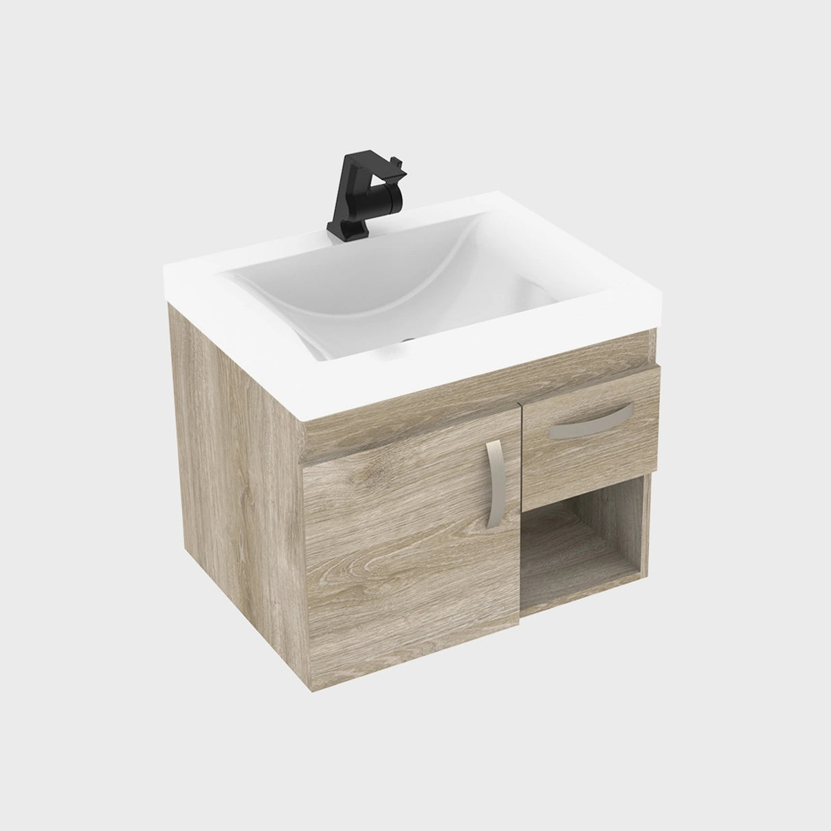 Kit Mueble con Lavamanos Siena Nardo y Blanco 62.4x47.6cm Individual con Un Cajón