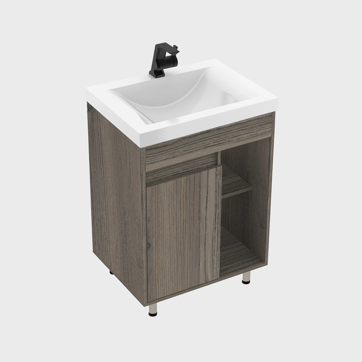 Kit Mueble con Lavamanos Siena Mitte Tambo y Blanco 61.8x47.4cm Individual con Dos Cajones