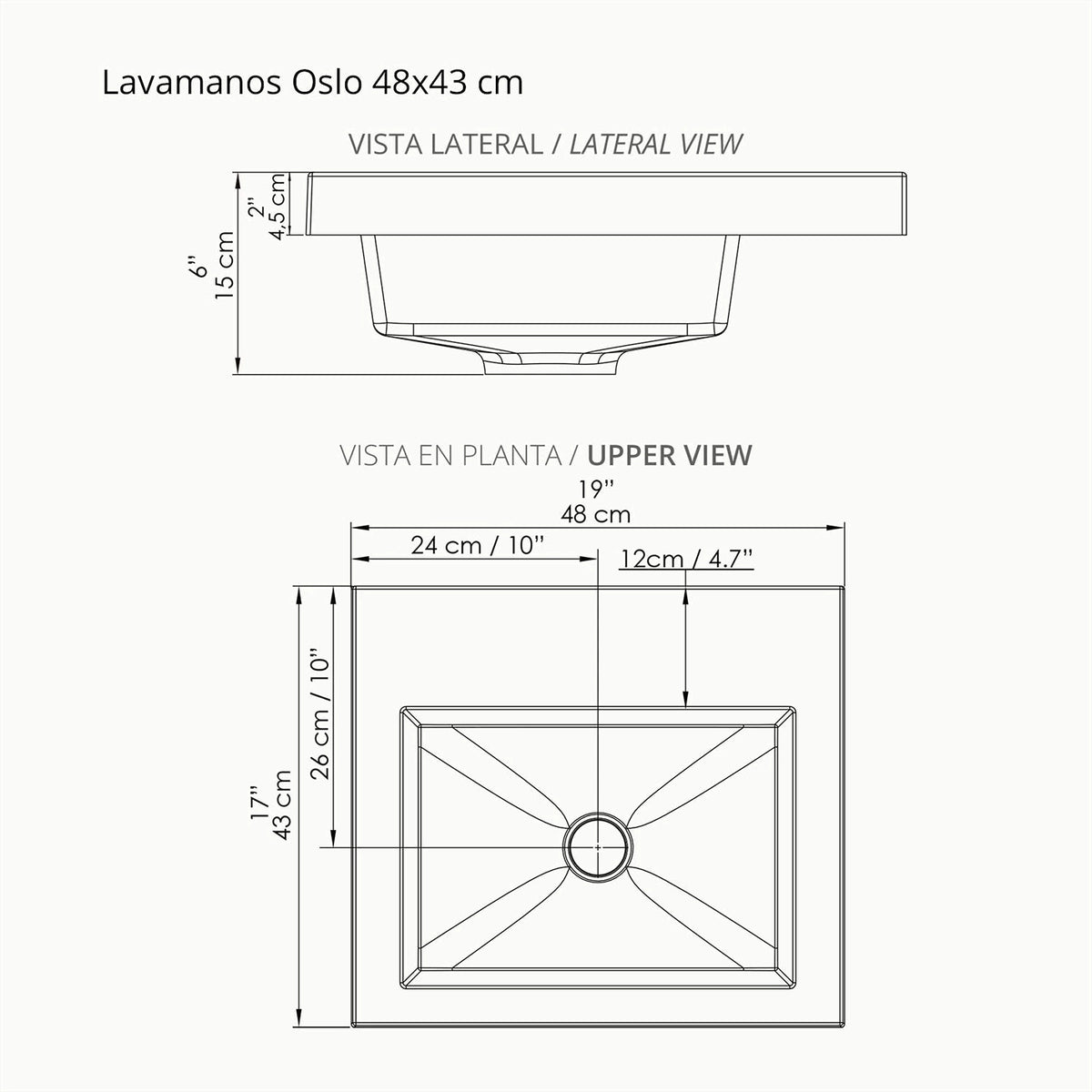 Kit Mueble con Lavamanos Oslo Mitte Tambo y Blanco 46.8x42.4cm Individual