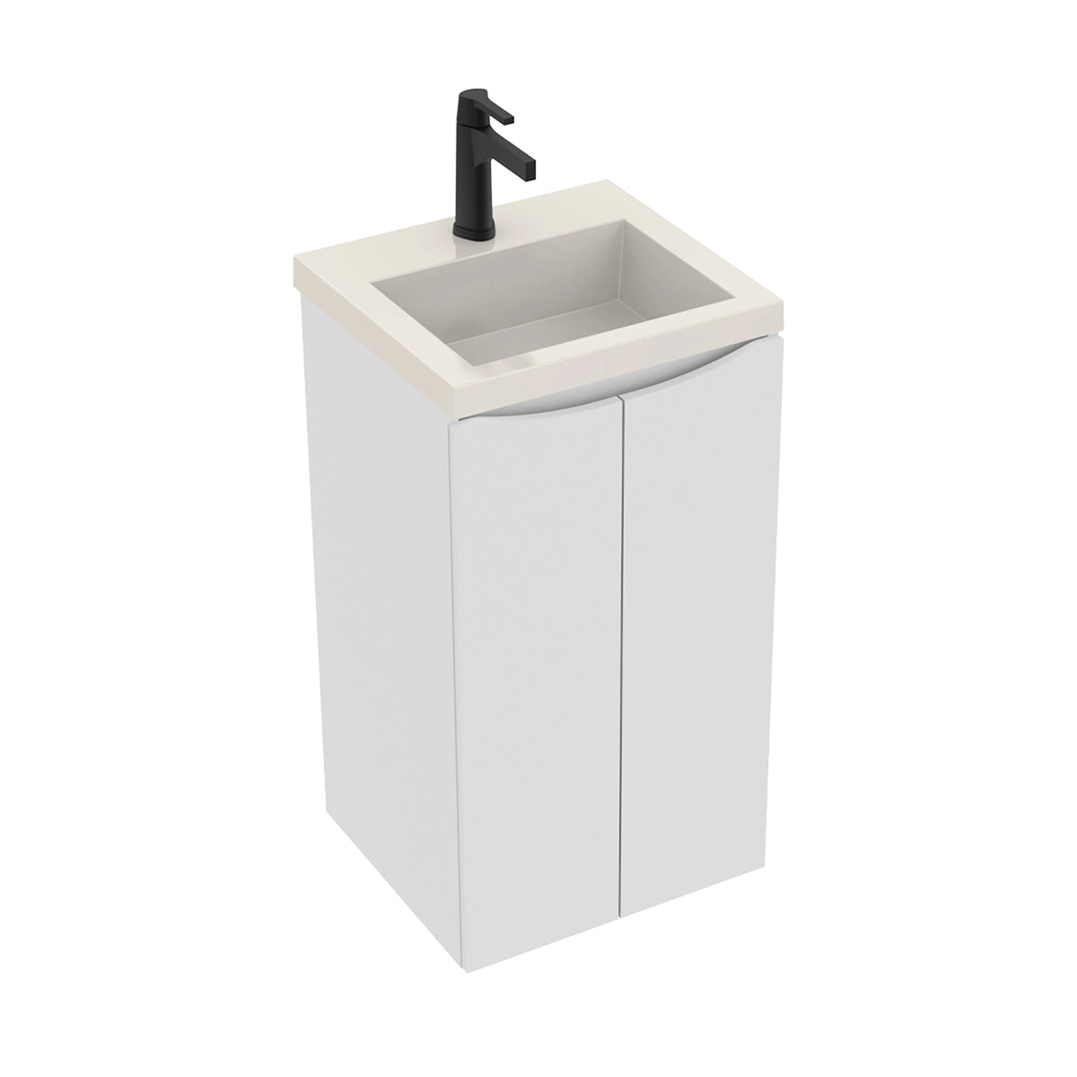 Kit Mueble con Lavamanos Siena Blanco y Marfil 46.8x42.4cm Individual con Dos Cajones