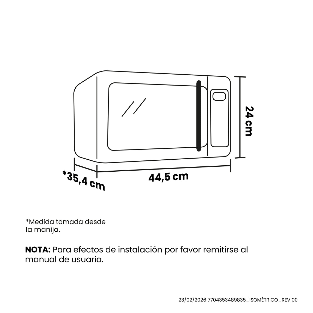 Horno Microondas Haceb de Manija Negro 44x24cm de 20 Litros 120 Voltios con Ocho Funciones Preconfiguradas