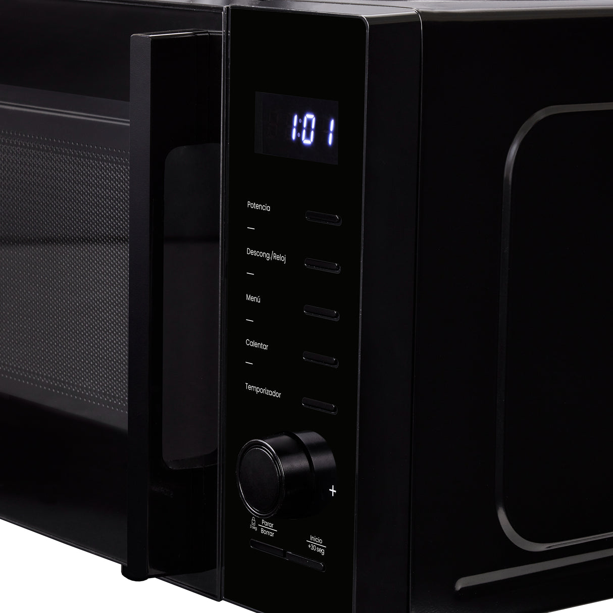 Horno Microondas Haceb de Perilla Negro 54x29cm de 25 Litros 120 Voltios con Ocho Funciones Preconfiguradas