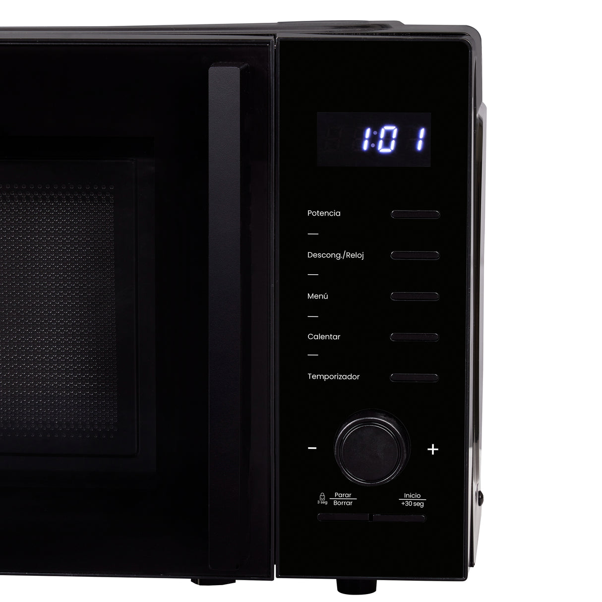 Horno Microondas Haceb de Perilla Negro 54x29cm de 25 Litros 120 Voltios con Ocho Funciones Preconfiguradas