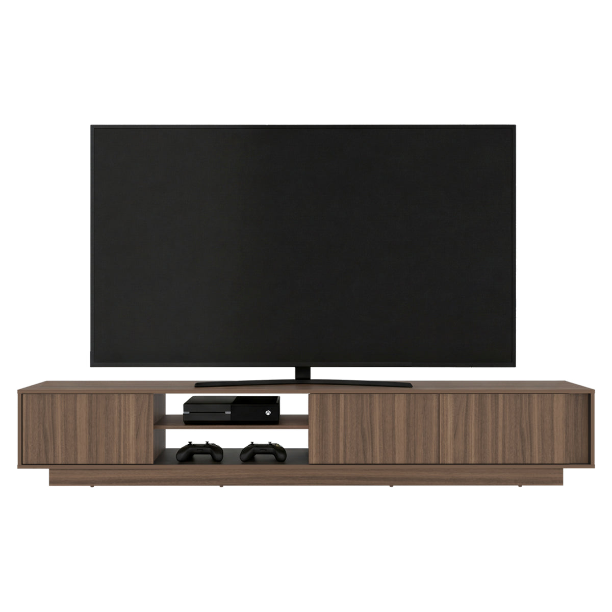 Rack de TV Maldivas Avellana y Wengue 230x40cm para TV Hasta 85" Pulgadas con Dos Compartimientos