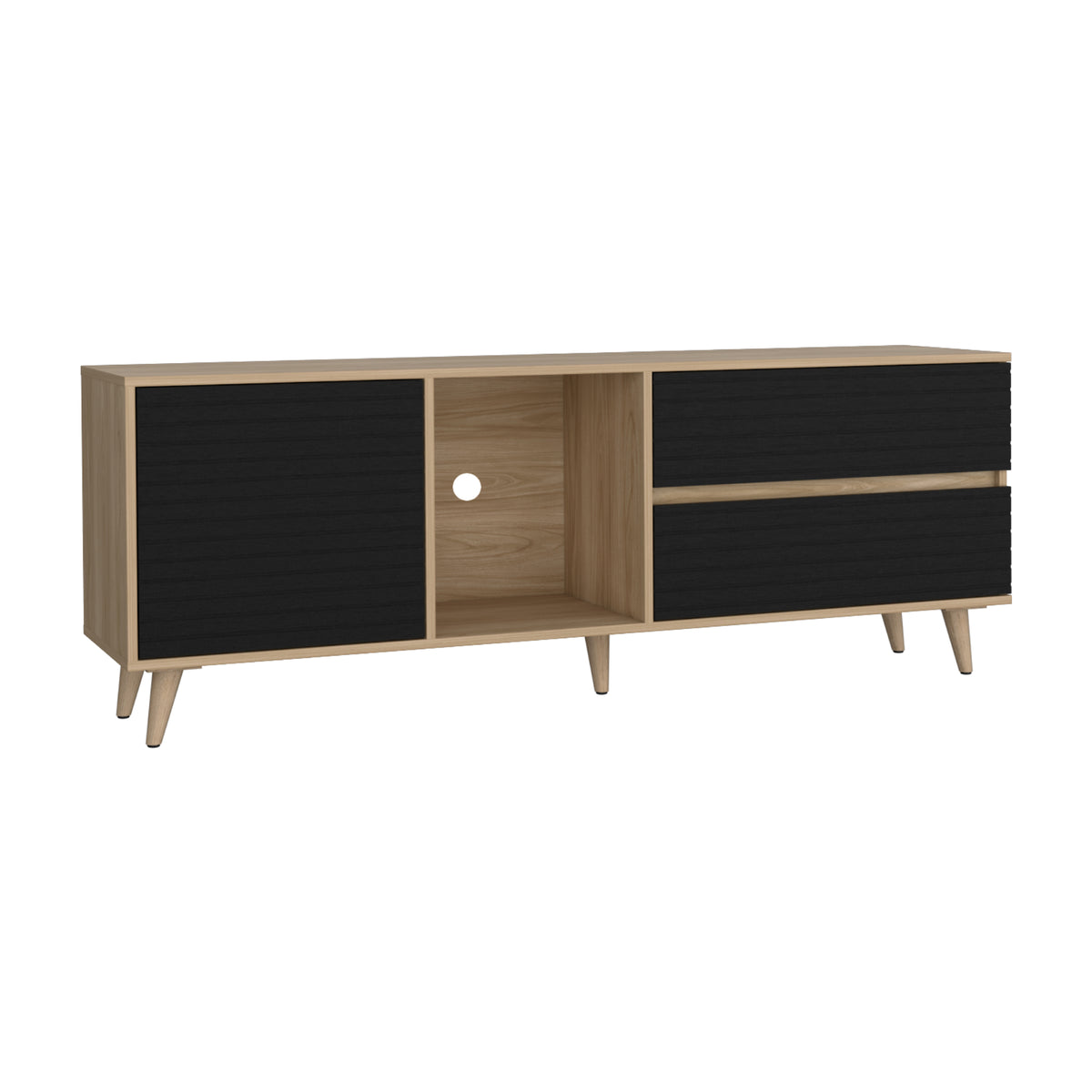 Rack de TV Salem Fresno Europeo y Wengue 158.4x58.4cm para TV Hasta 65" Pulgadas con Dos Cajones y con Ranura para Cables