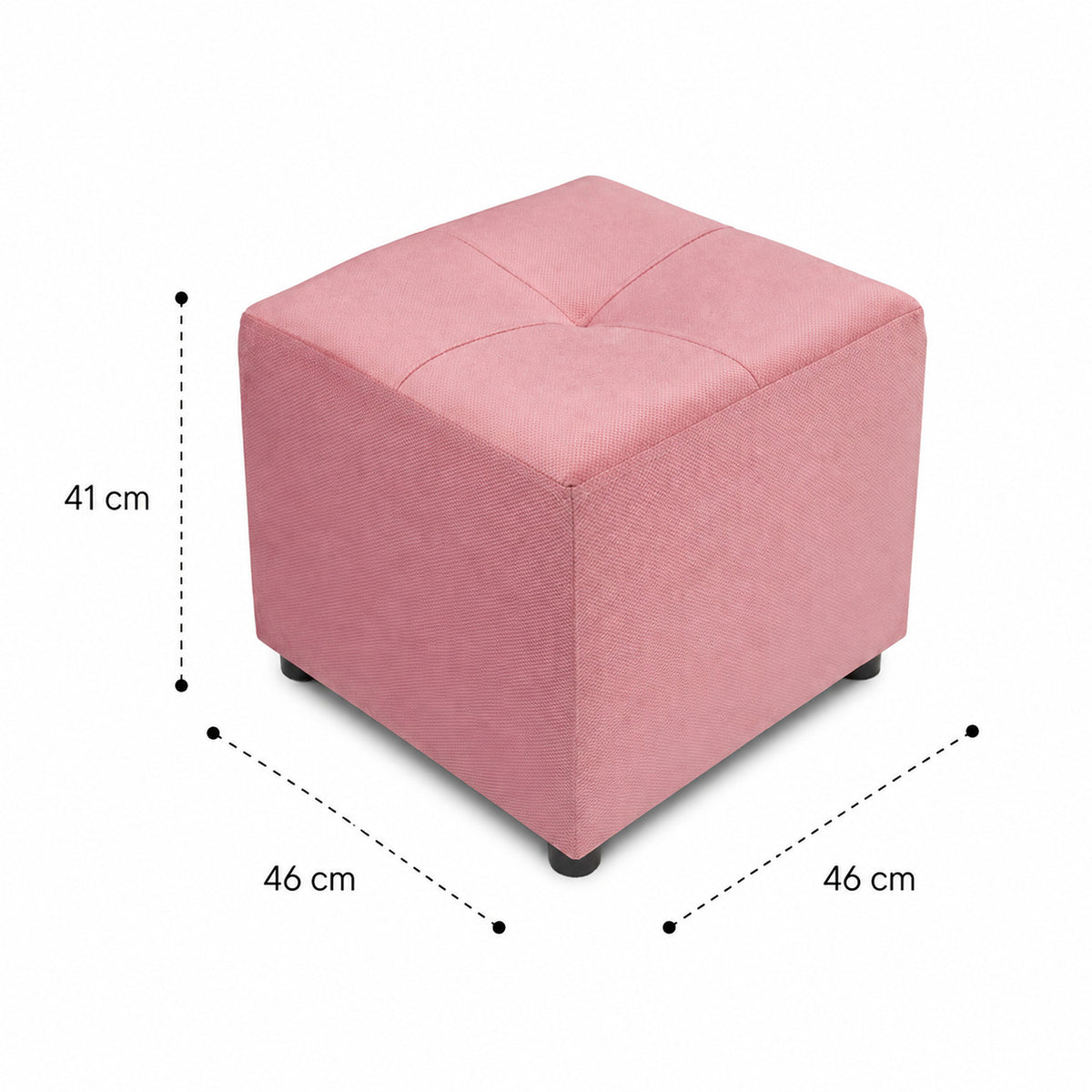 Puff Valencia Rosado 46x41cm de Un Puesto Antifluido sin Apoya Brazos