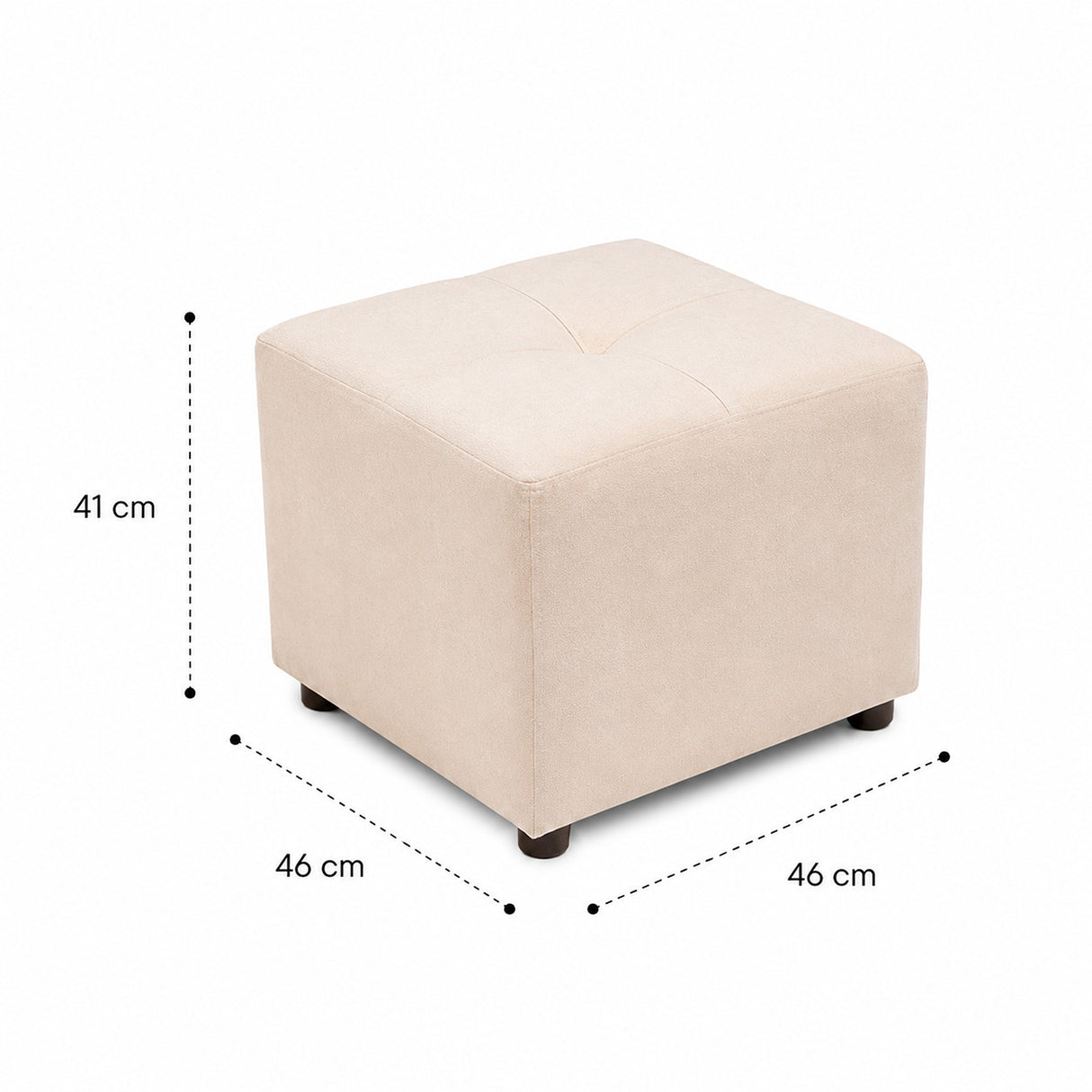 Puff Valencia Marfil 46x41cm de Un Puesto Antifluido sin Apoya Brazos