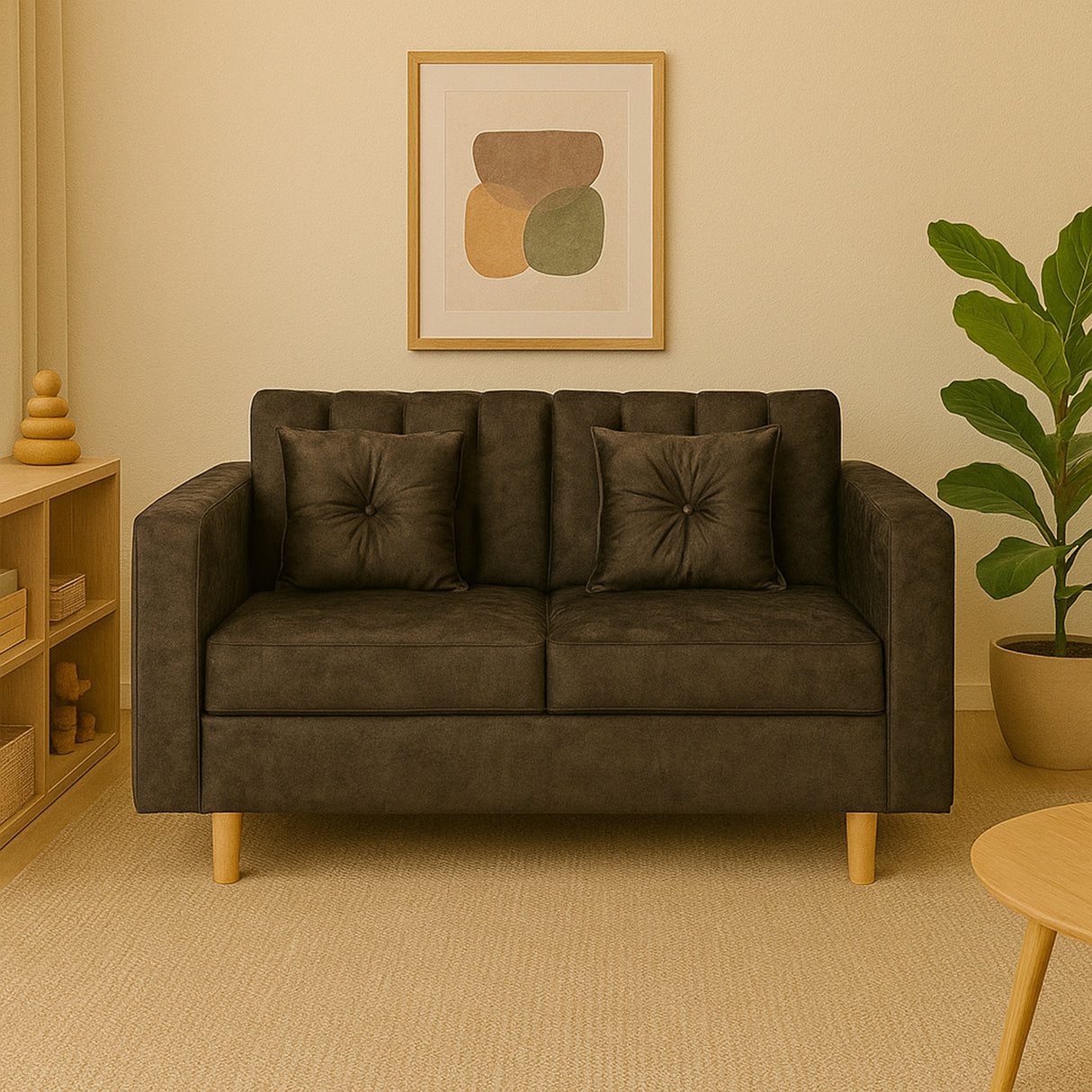 Sofá Sevilla Chocolate 80x80cm de Dos Puestos Antifluido con Apoya Brazos