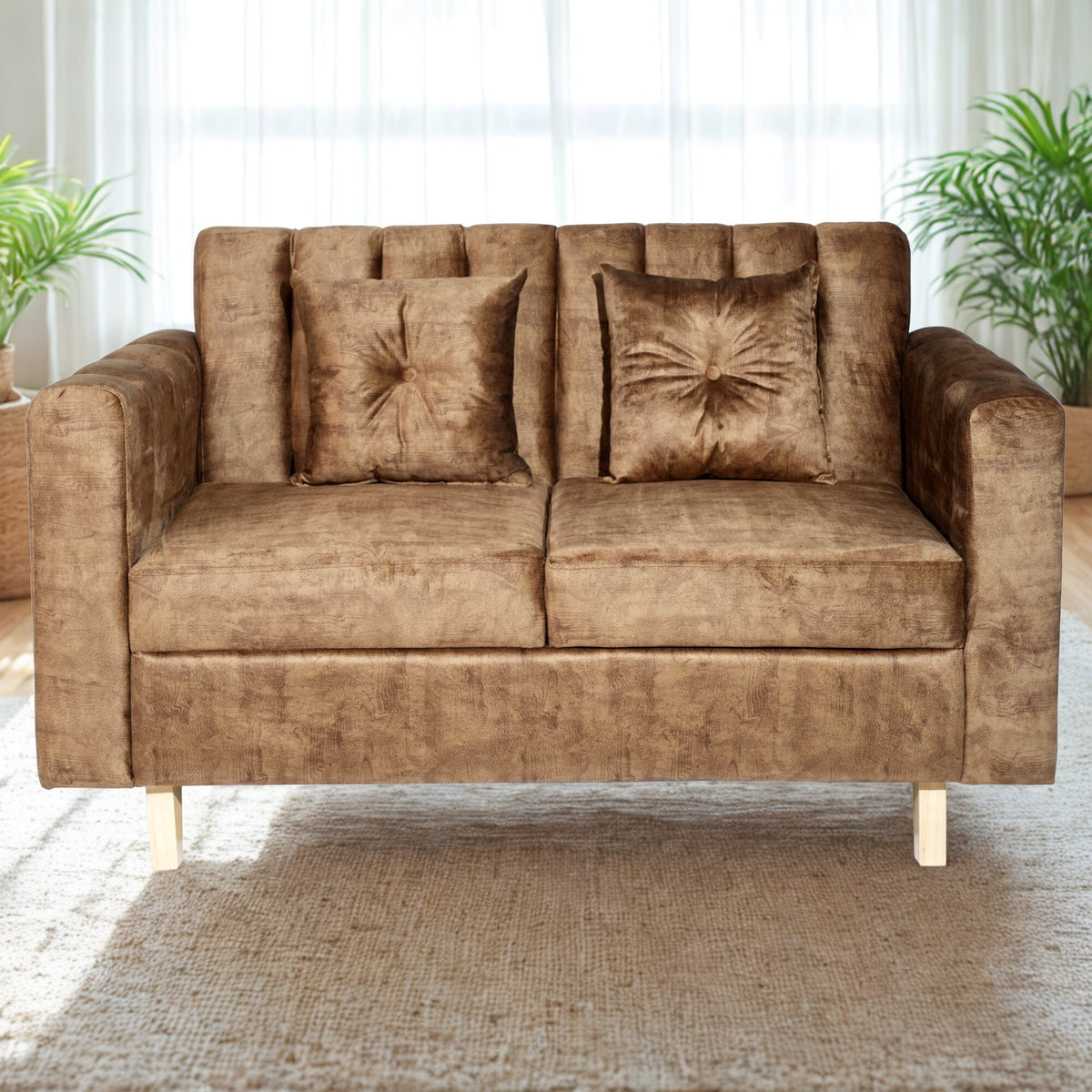 Sofá Sevilla Miel 80x80cm de Dos Puestos Antifluido con Apoya Brazos