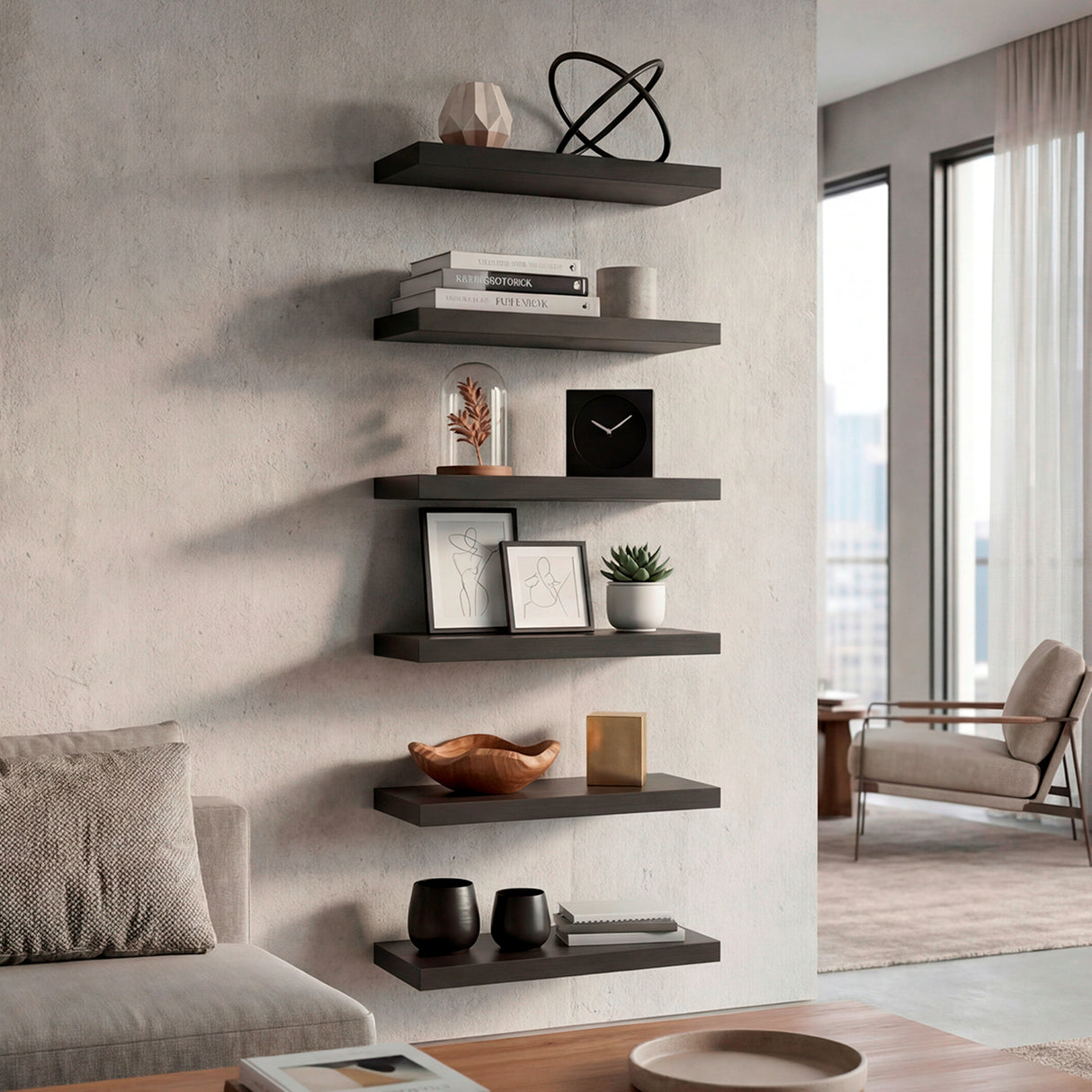 Set de 2 Repisas Shelf Wengue 60.9x3.8cm Rectangulares