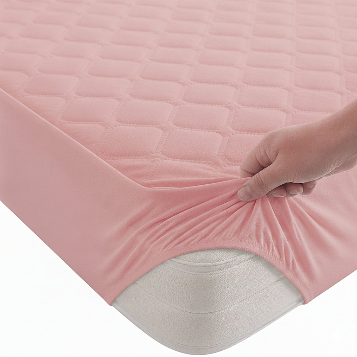 Protector de Colchón Transpirable Rosa para Colchón Doble 140 X 190 Cm Acolchado 300 Hilos