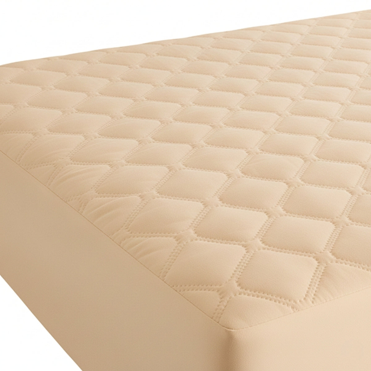 Protector de Colchón Transpirable Beige para Colchón Queen 160 X 190 Cm Acolchado 300 Hilos