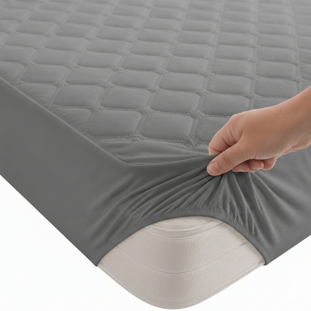 Protector de Colchón Transpirable Gris para Colchón King 200 X 200 Cm Acolchado 300 Hilos