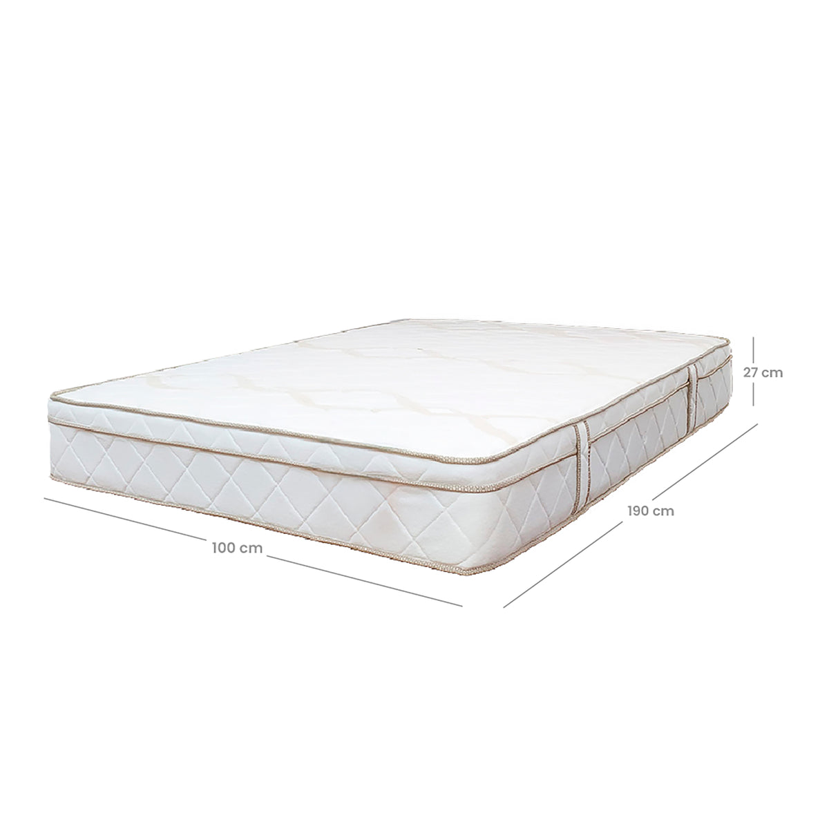 Colchón Prana Blanco y Beige Sencillo 100 X 190 Cm Medio Suave Hipoalergénico
