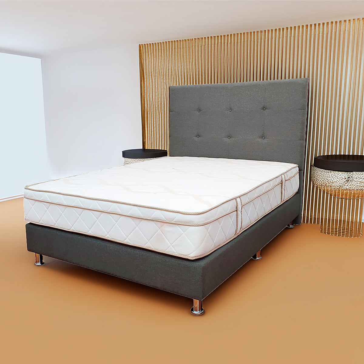 Colchón Prana Blanco y Beige Semidoble 120 X 190 Cm Medio Suave Hipoalergénico