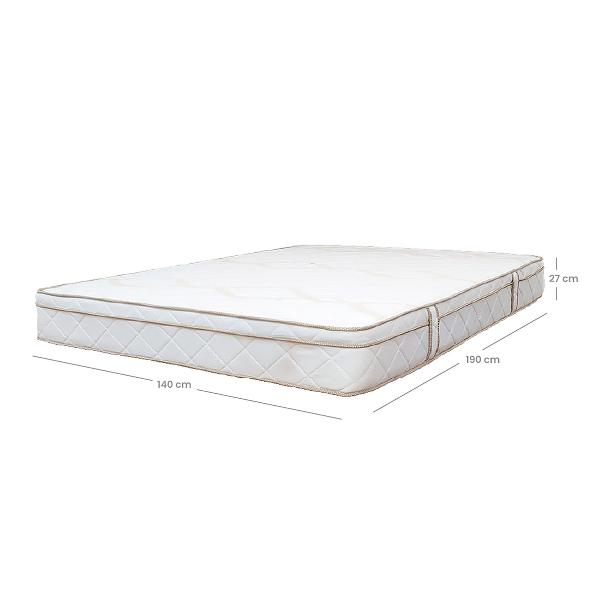 Colchón Prana Blanco y Beige Doble 140 X 190 Cm Medio Suave Hipoalergénico