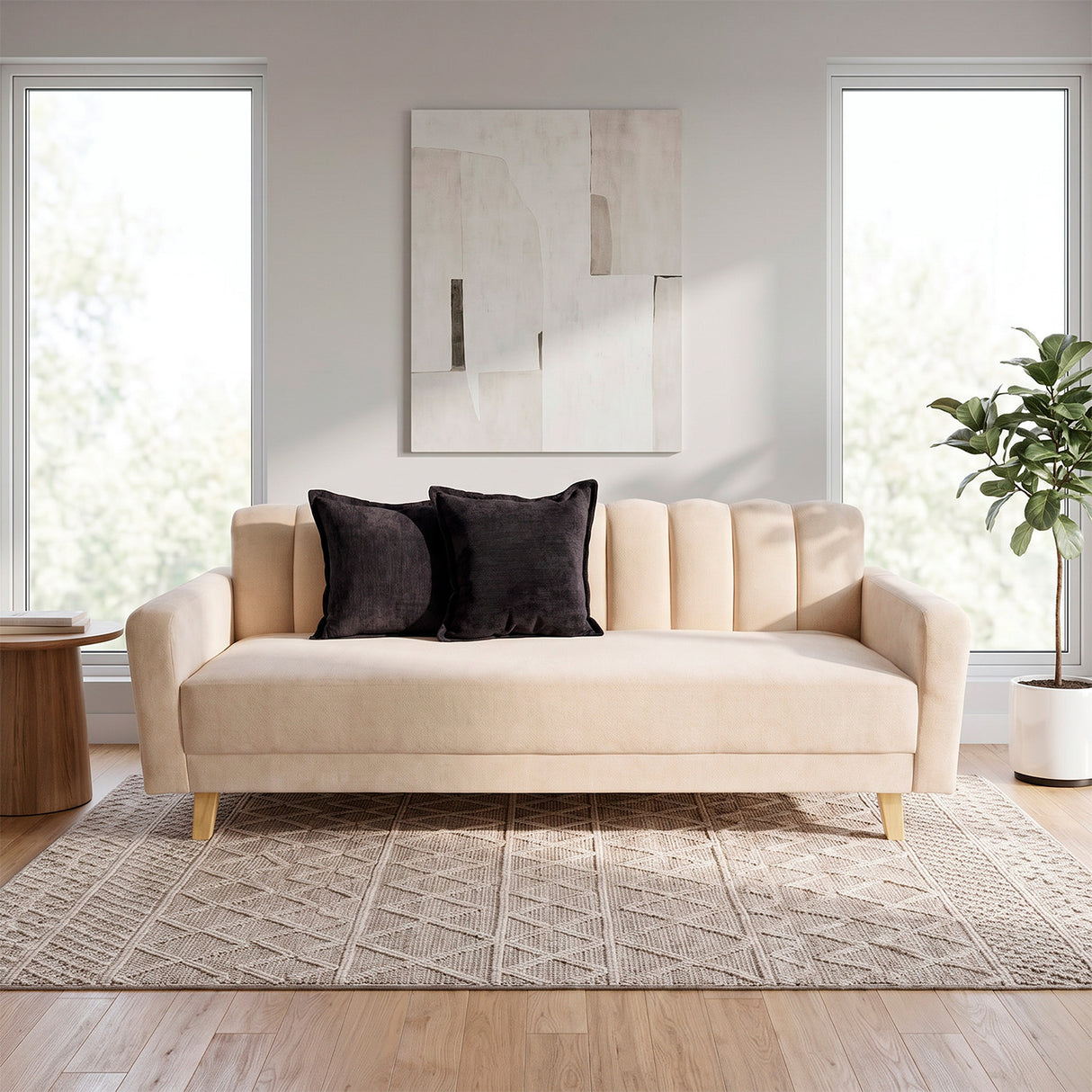 Sofá Cama Salamanca Beige 108x92cm de Tres Puestos Reclinable Antifluido con Apoya brazos