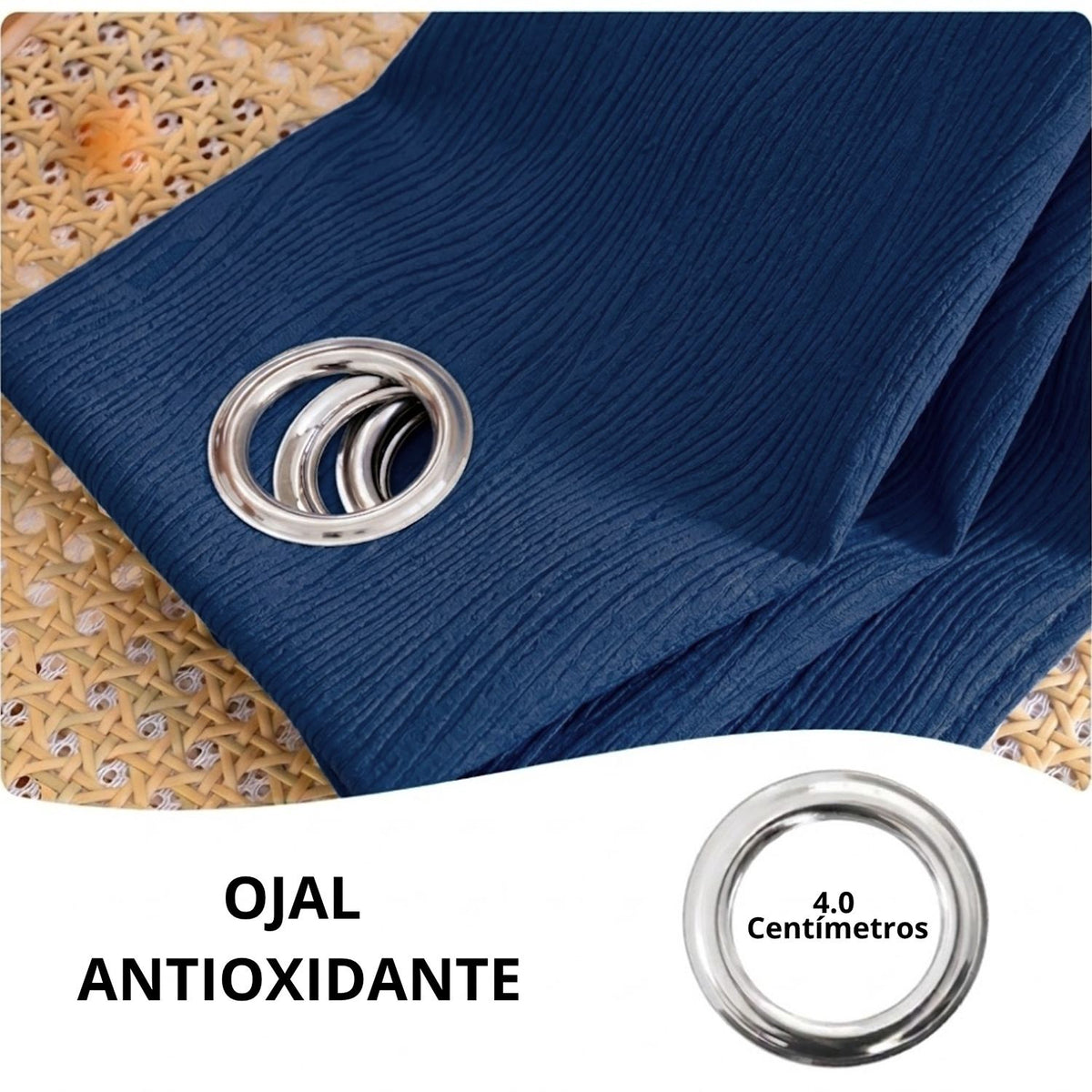 Cortina Blackout Jacquard Azul 300x230cm Fondo Entero