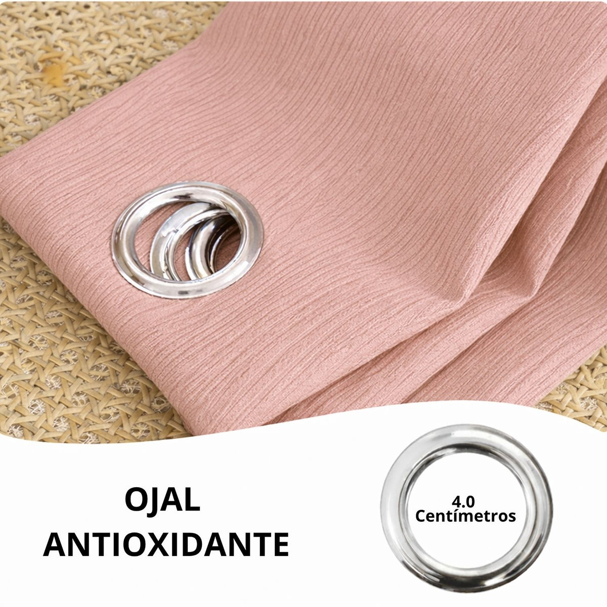 Cortina Blackout Jacquard Rosado 300x230cm Fondo Entero