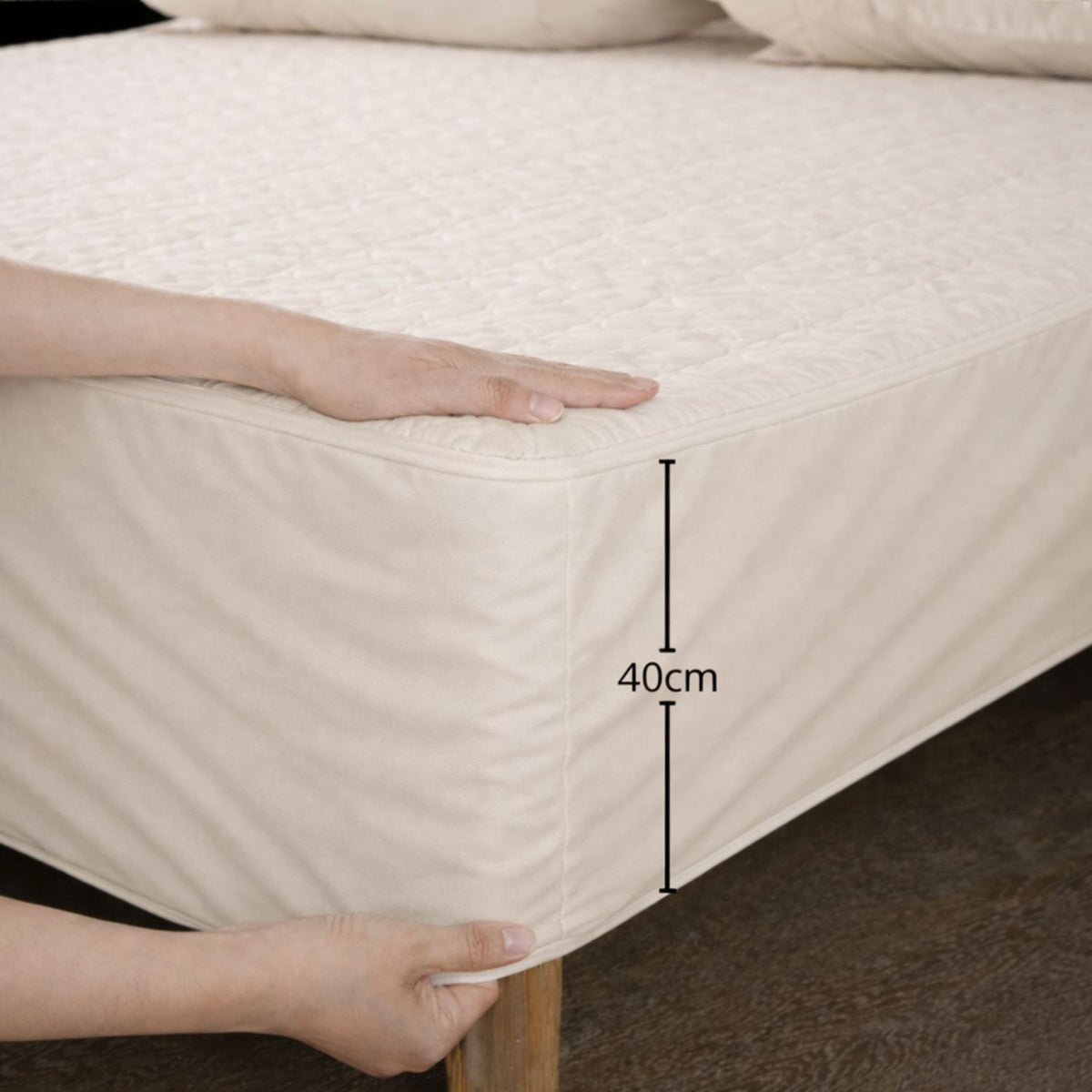 Combo Protector de Colchón y de Almohada Acolchado Beige para Colchón Sencillo 100 X 190 Cm