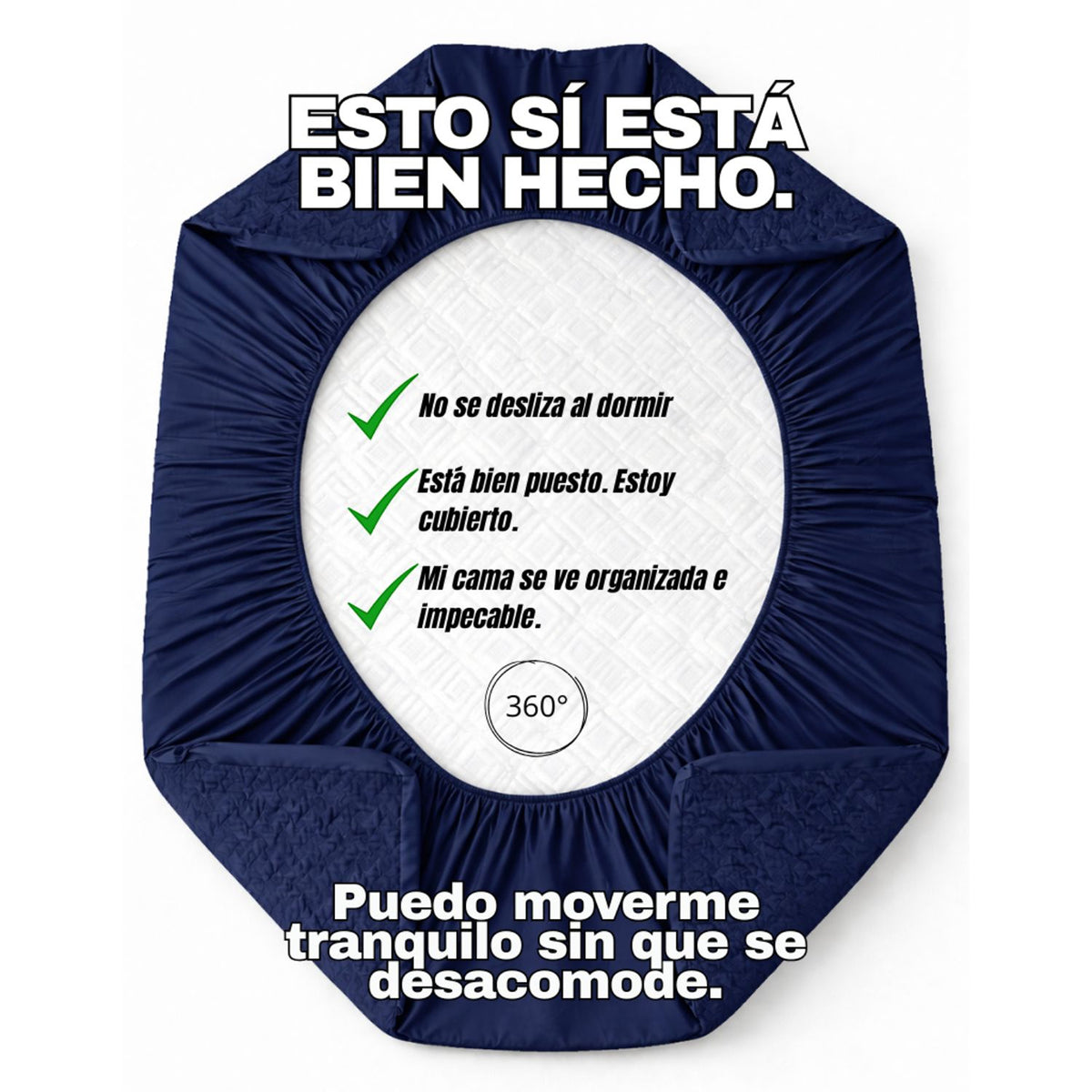 Combo Protector de Colchón y de Almohada Acolchado Azul para Colchón Queen 160 X 190 Cm