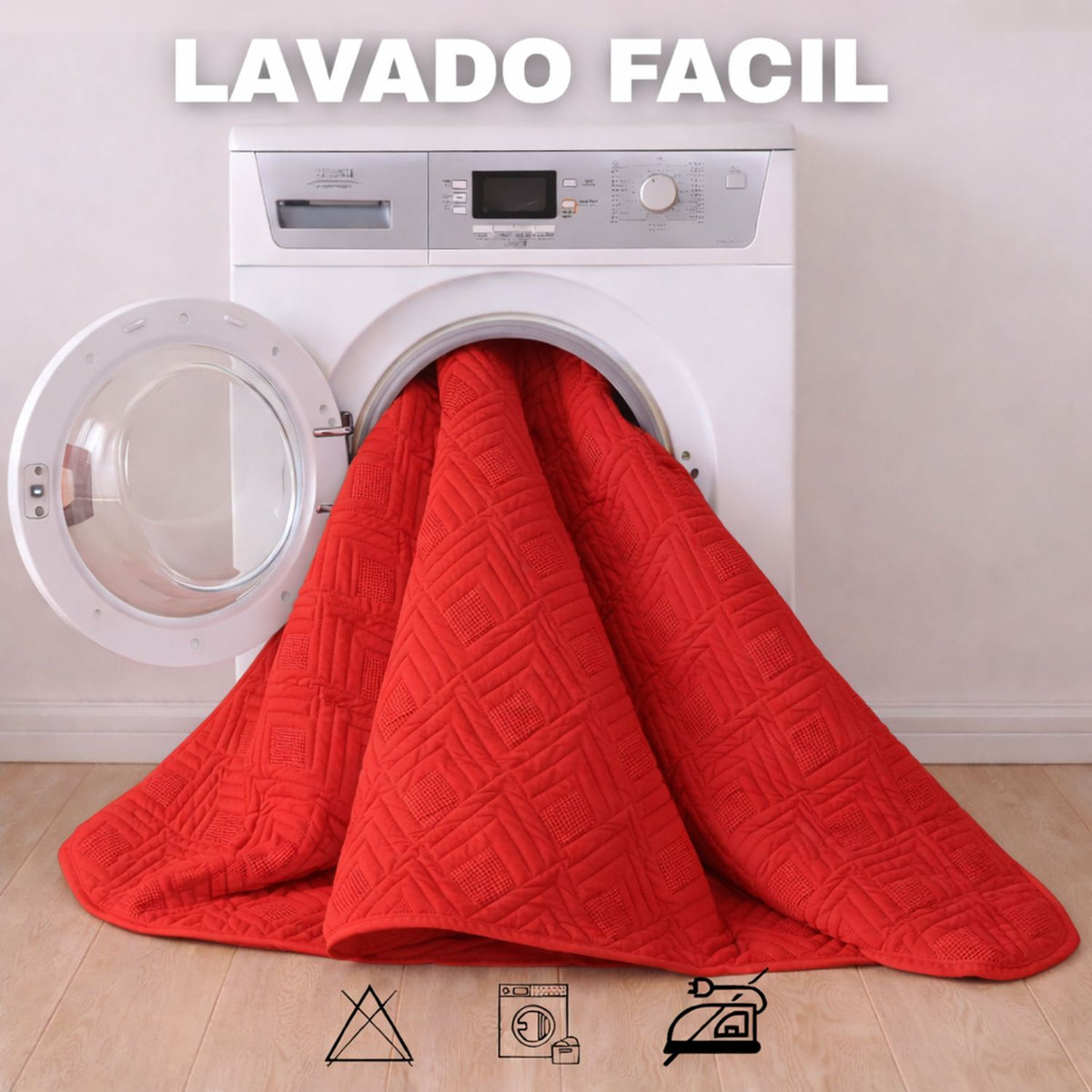 Combo Protector de Colchón y de Almohada Acolchado Rojo para Colchón King 200 X 200 Cm