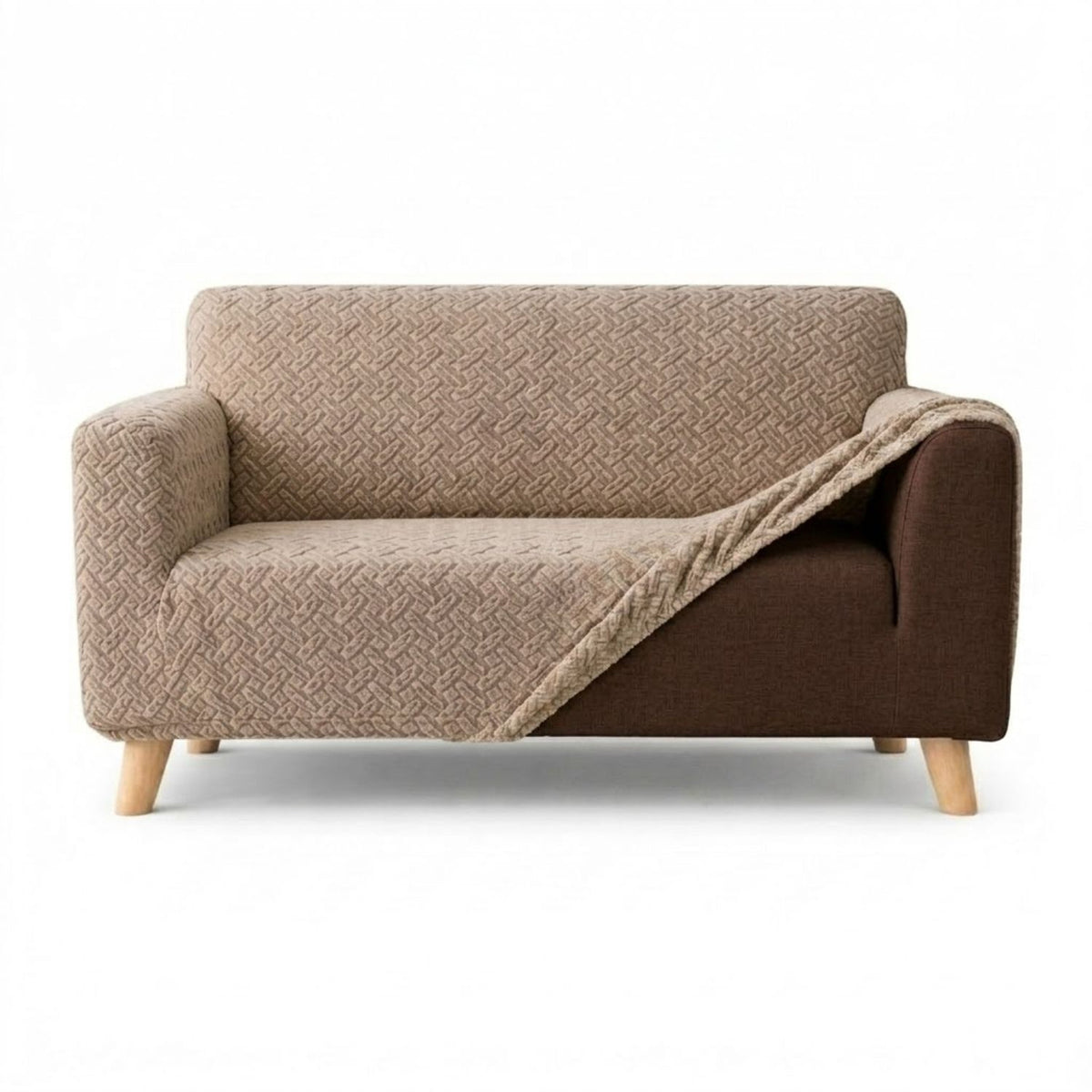 Protector de Sofá Elástico Beige 120x180cm Para Sofás de Dos Puestos Doble Faz