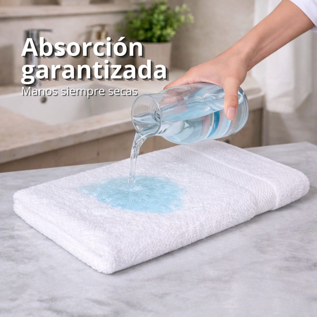 Toalla de Manos Hotelera Blanco 60x50cm Fondo Entero Medio Suave 500gr con Secado Rápido y Alta Absorción