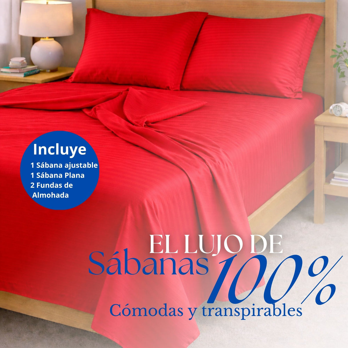 Juego de Sábanas Rojo para Colchón Semidoble 120 X 190 Cm Fondo Entero Con Elastico para la Sábana