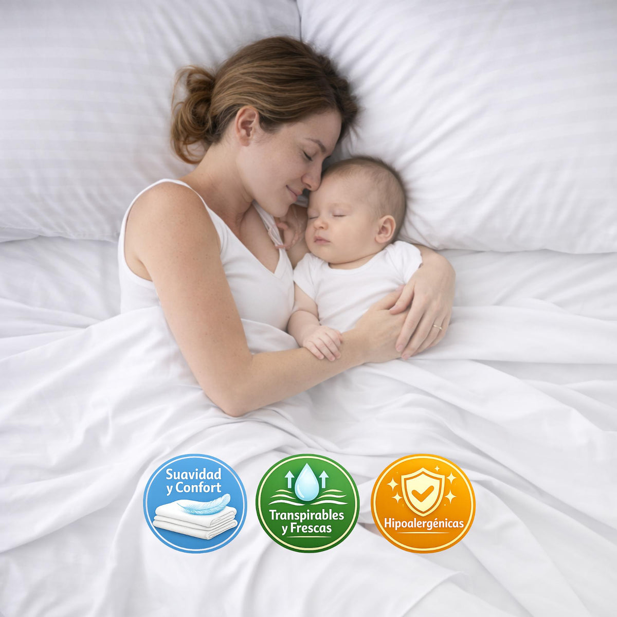 Juego de Sábanas Blanco para Colchón King 200 X 200 Cm Fondo Entero Con Elastico para la Sábana