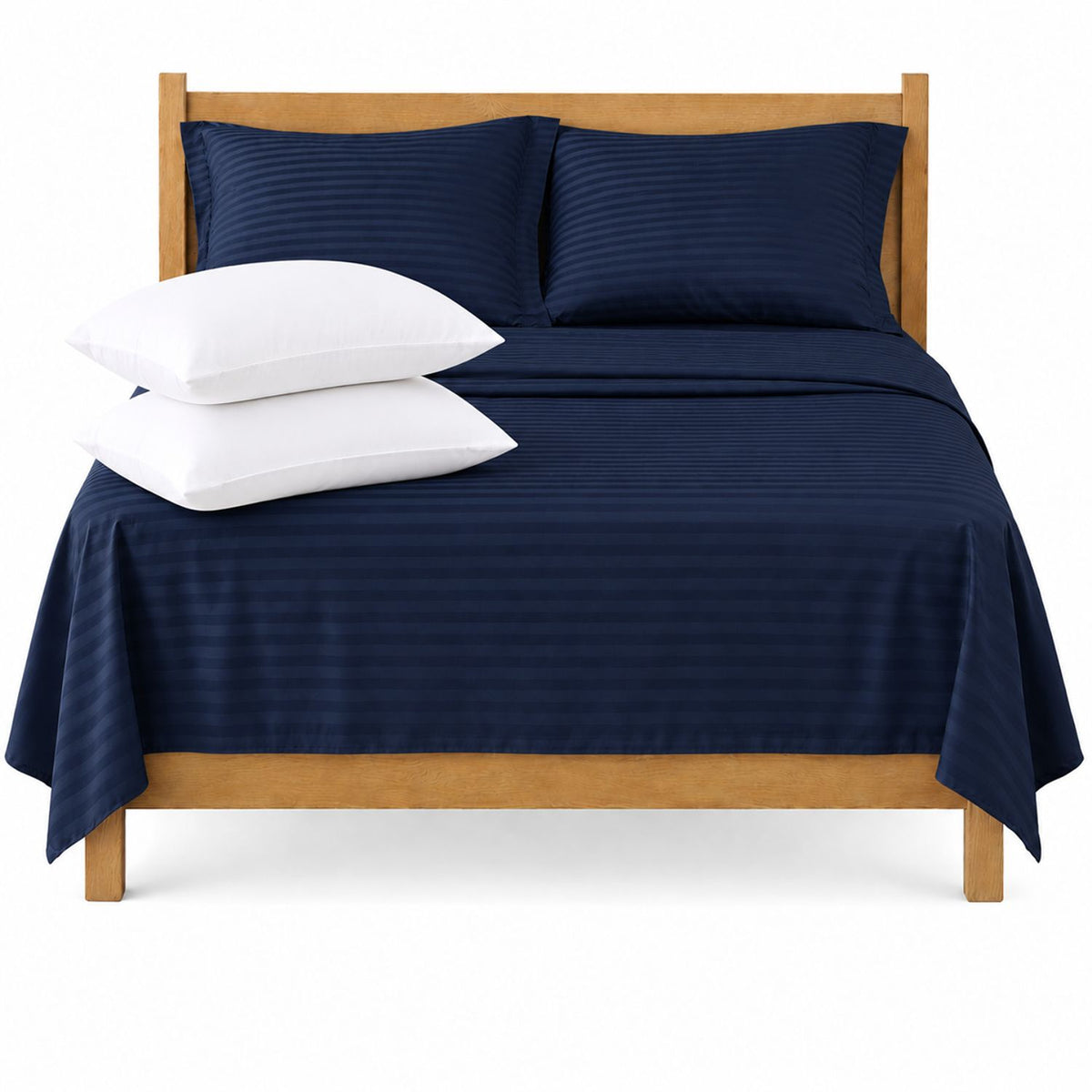 Combo Juego de Sábanas y Almohada Azul para Colchón Sencillo 100 X 190 Cm Fondo Entero Con Elastico para la Sábana