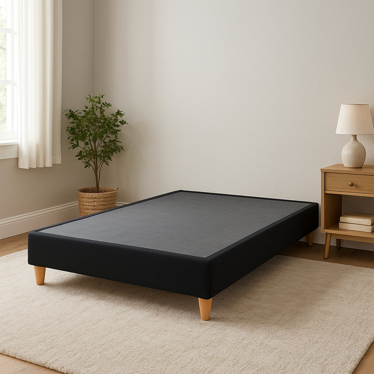 Base Cama Toledo Negro 104x34cm para Colchón Sencillo 100 X 190 Cm sin Colchón y con Patas