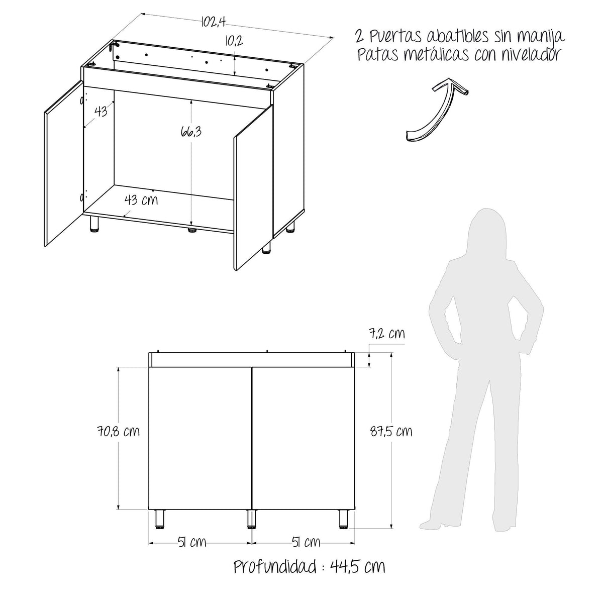 Mueble Inferior de Cocina Natura Rovere 100x87cm