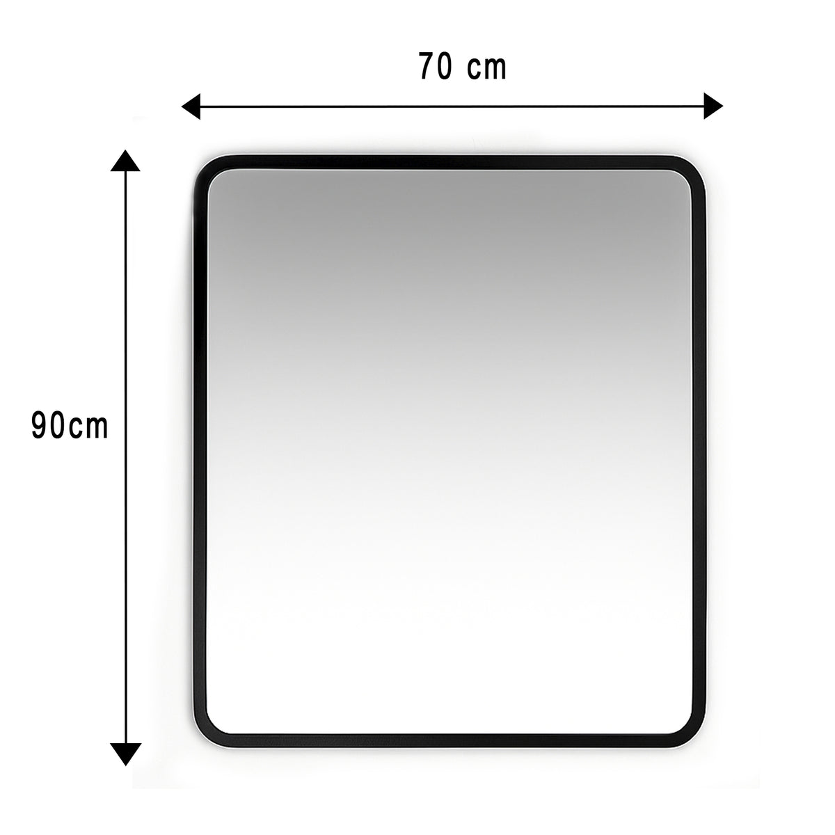 Espejo de Pared Lisboa Negro 70x90cm Rectangular con Marco en Madera
