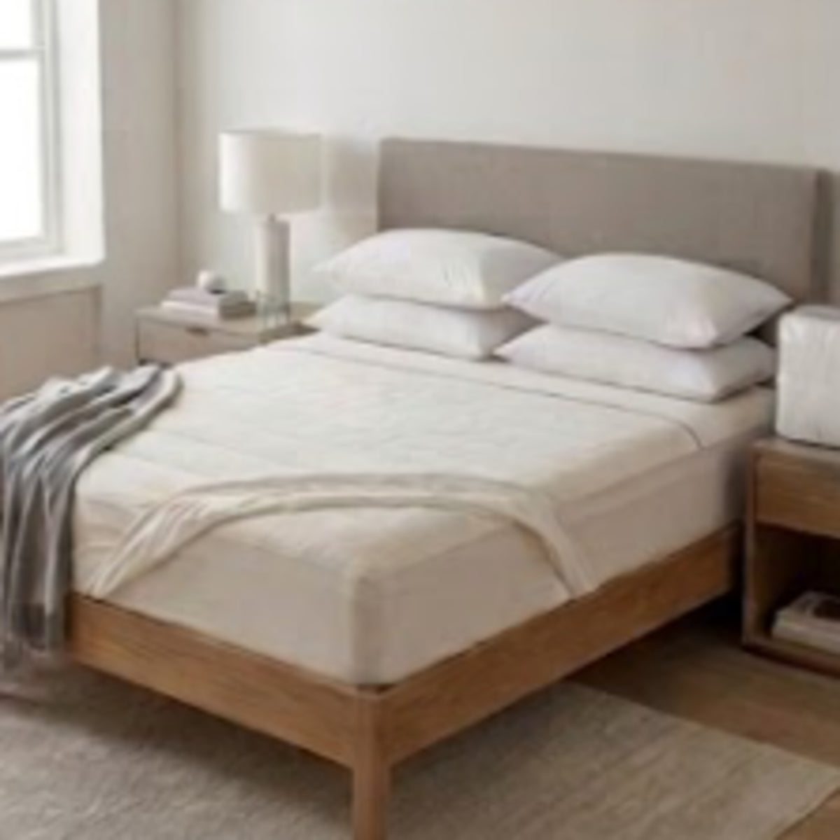 Combo Sábana y Almohada Blanco 200x200cm para Colchón King 200 X 200 Cm 200 Hilos Antifluido Fondo Entero