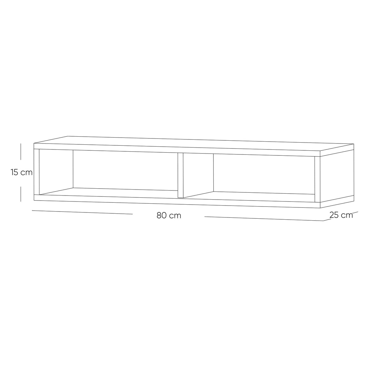 Repisa Rectangular Smart Pro Madera Natural 80x15cm con Un Entrepaño