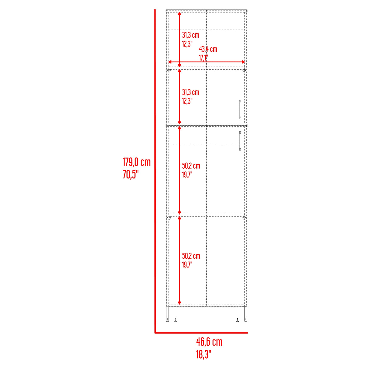 Alacena Innes Blanco 46.6x179cm con Cuatro Puertas