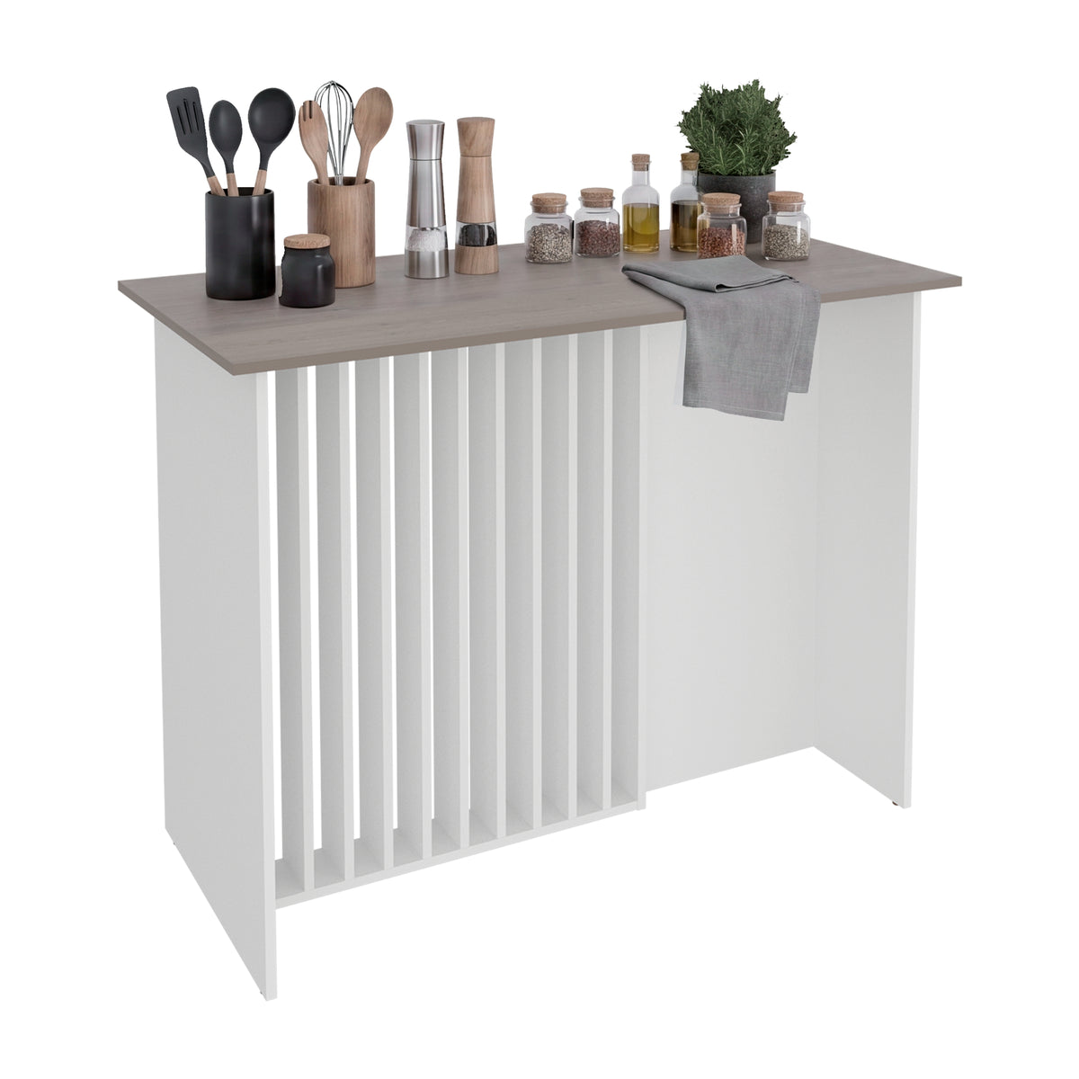 Barra de Cocina Alé Blanco y Cannolo 120x90cm sin Compartimientos