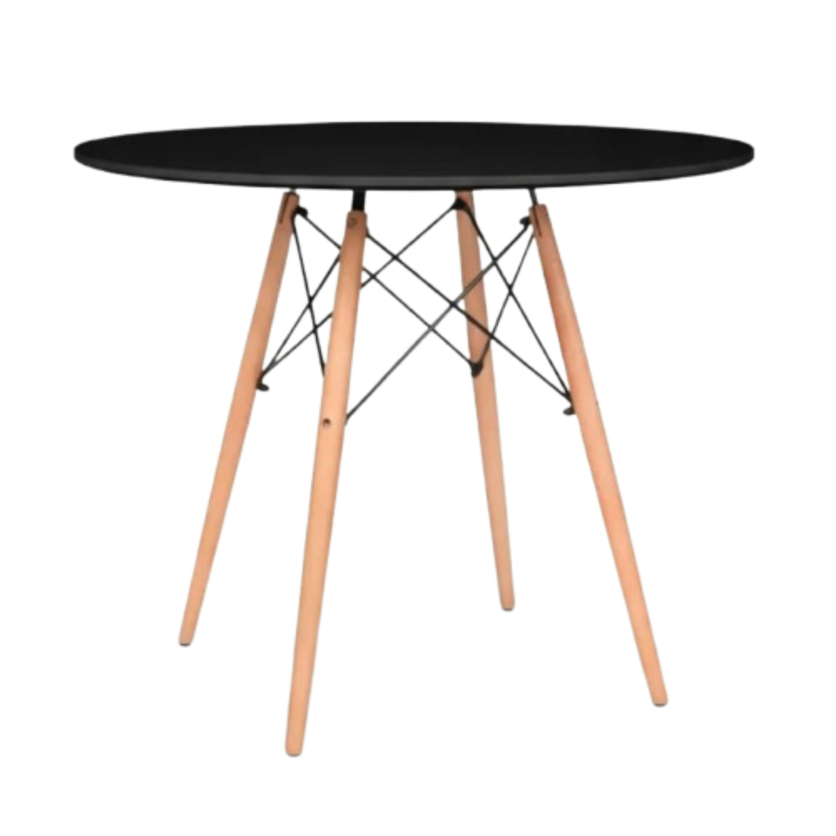 Mesa de Comedor Eames Negro 80x75cm Ovalado de Cuatro Puestos sin Sillas
