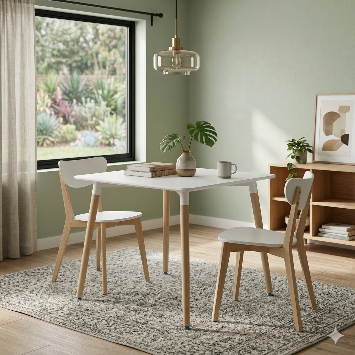 Mesa de Comedor Eames Blanco 80x75cm Cuadrado de Cuatro Puestos sin Sillas