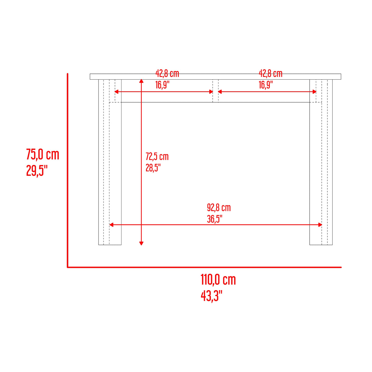 Mesa de Comedor Portofino Miel 110x75.6cm Rectangular de Cuatro Puestos sin Sillas