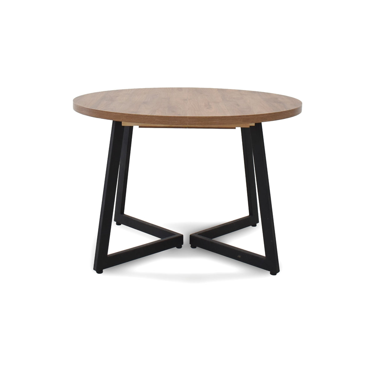 Mesa de Comedor Emet Mácula y Metálico Negro 105x71cm Circular Extensible de Seis Puestos sin Sillas