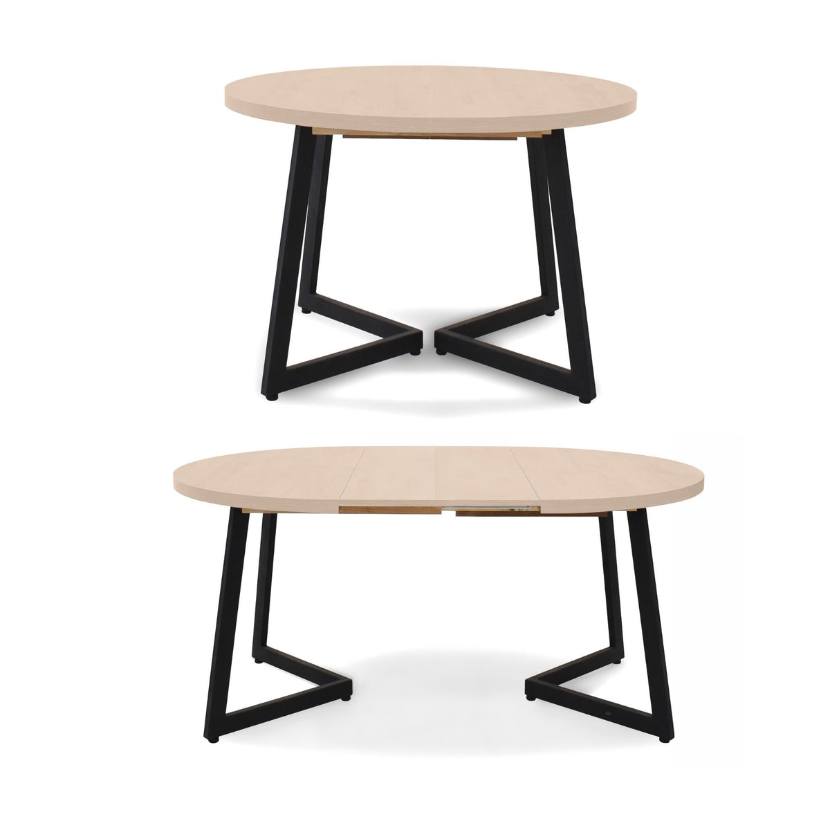 Mesa de Comedor Emet Oasis y Metálico Negro 105x71cm Circular Extensible de Seis Puestos sin Sillas