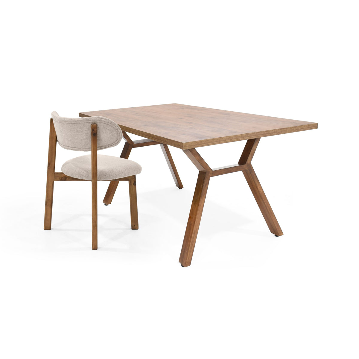 Juego de comedor Nara Mácula y Beige 144x75cm Rectangular de Cuatro Puestos con Cuatro Sillas