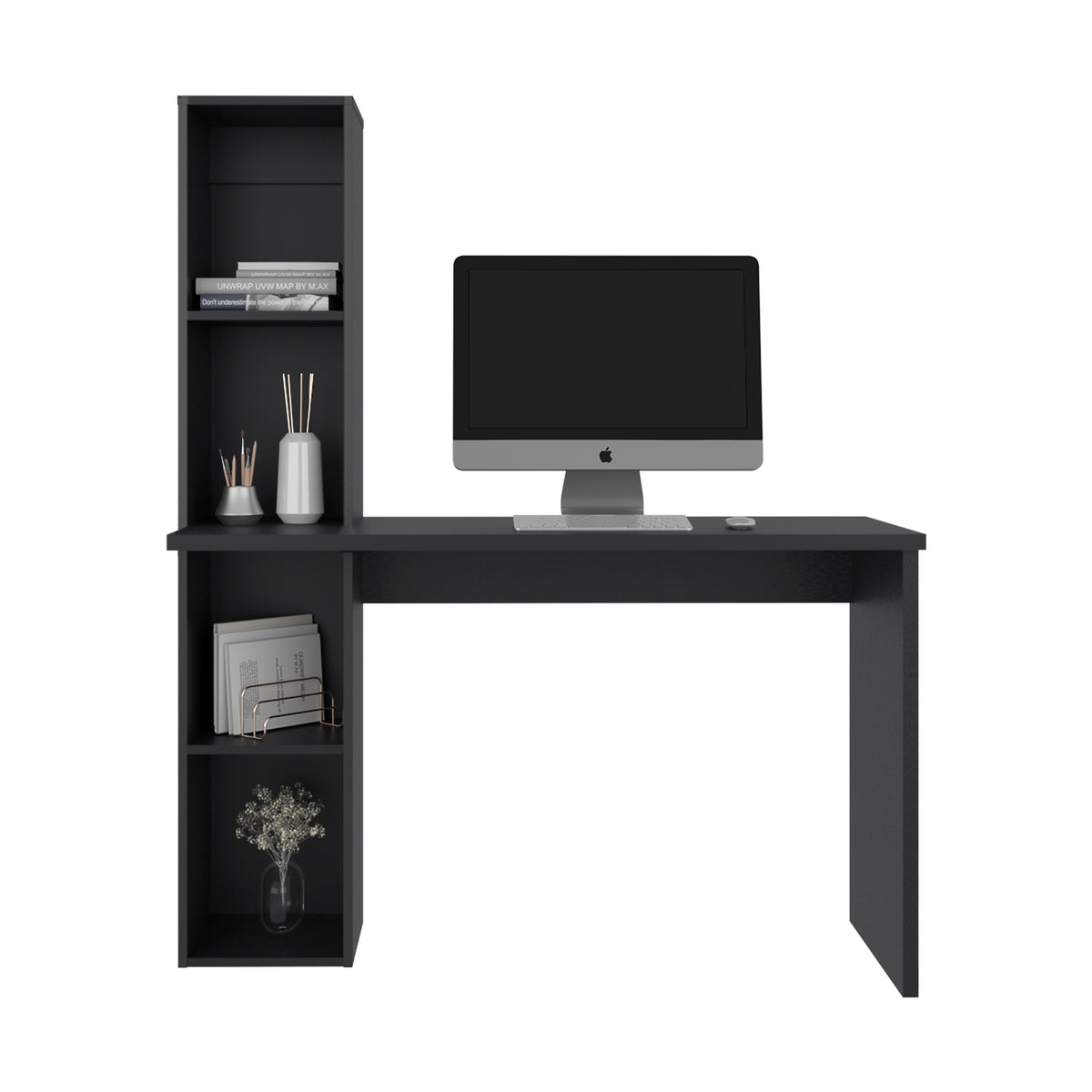 Escritorio con Biblioteca Aston Wengue 120.3x145.8cm sin Cajones